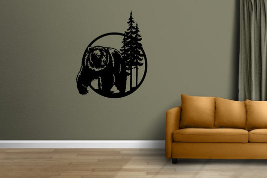 Bear In The Woods Metal Sign Wildlife Decor