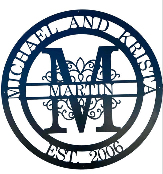 Custom Family Monogram Name Sign
