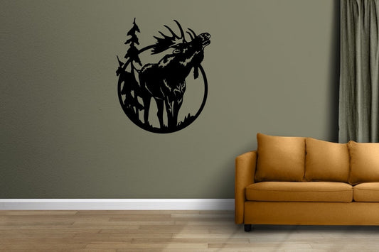 Moose In The Woods Metal Sign Wildlife Decor