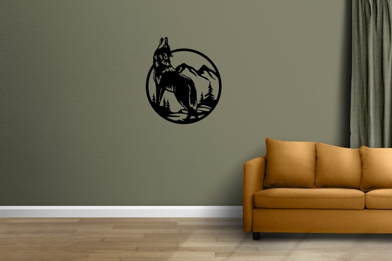 Wolf Howling In The Woods Metal Sign Wildlife Decor