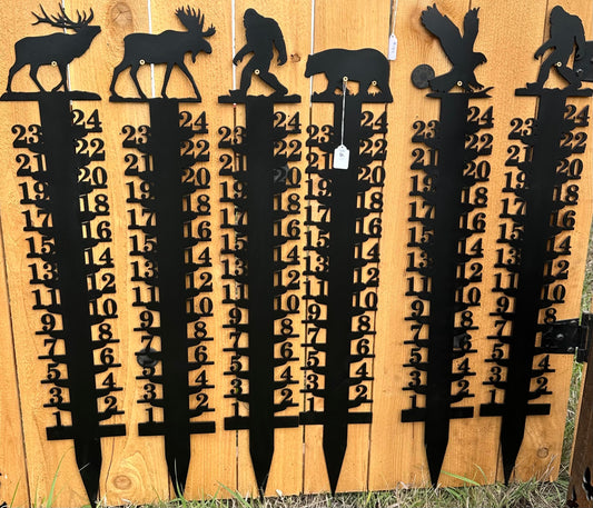 Snow Gauge, Snow Ruler, Snow Meter Gauge, Elk Decor, Sasquatch, Moose, Bear, Eagle, Snowfall gauge, Metal Sign, Snowfall Depth Ruler