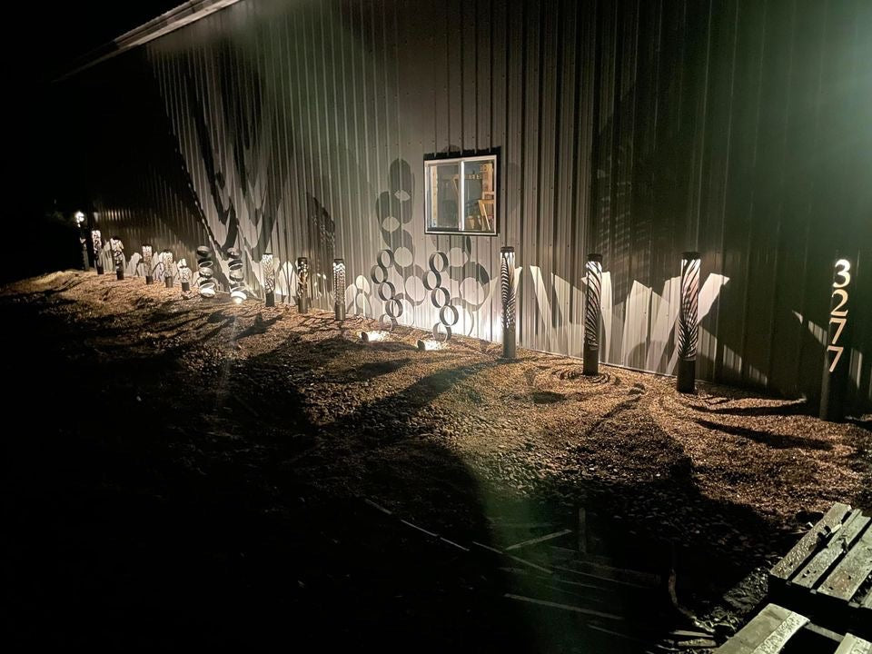 "Geometric Circles" Luminary | Landscape Art | Garden Art