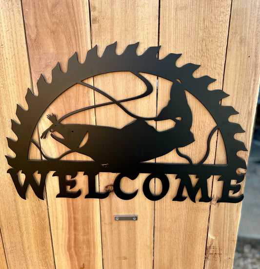 Metal Trout Saw Blade Sign